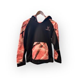 Huntworth Youth Hoodie, Black, Pink, and White, Size XL